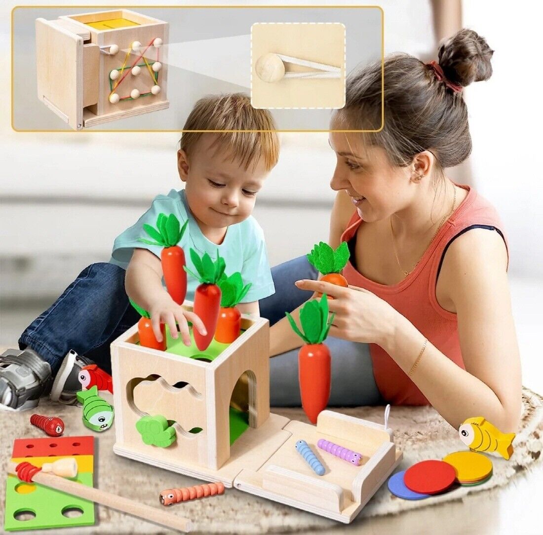 8 In 1 Montessori Wooden Toy Box Shape Sorting Matching for Kids Learning