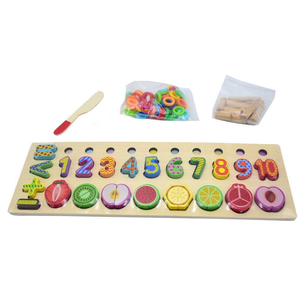 Wooden Counting, Matching & Cutting Set for Early Learners - A Fun Way to Learn & Play!