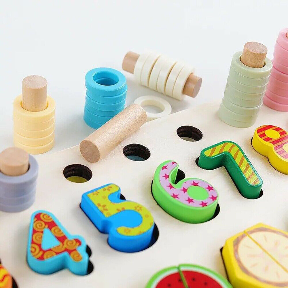 Wooden Counting, Matching & Cutting Set for Early Learners - A Fun Way to Learn & Play!