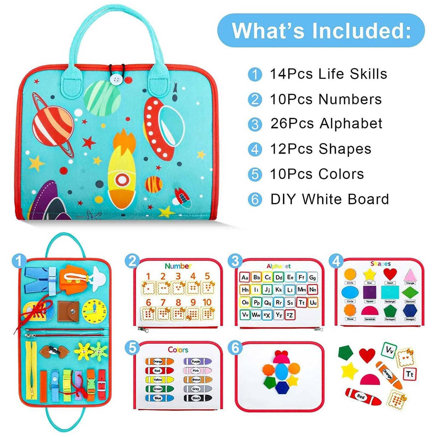 Montessori Busy Board & Quiet Book – Learn & Play On-the-Go