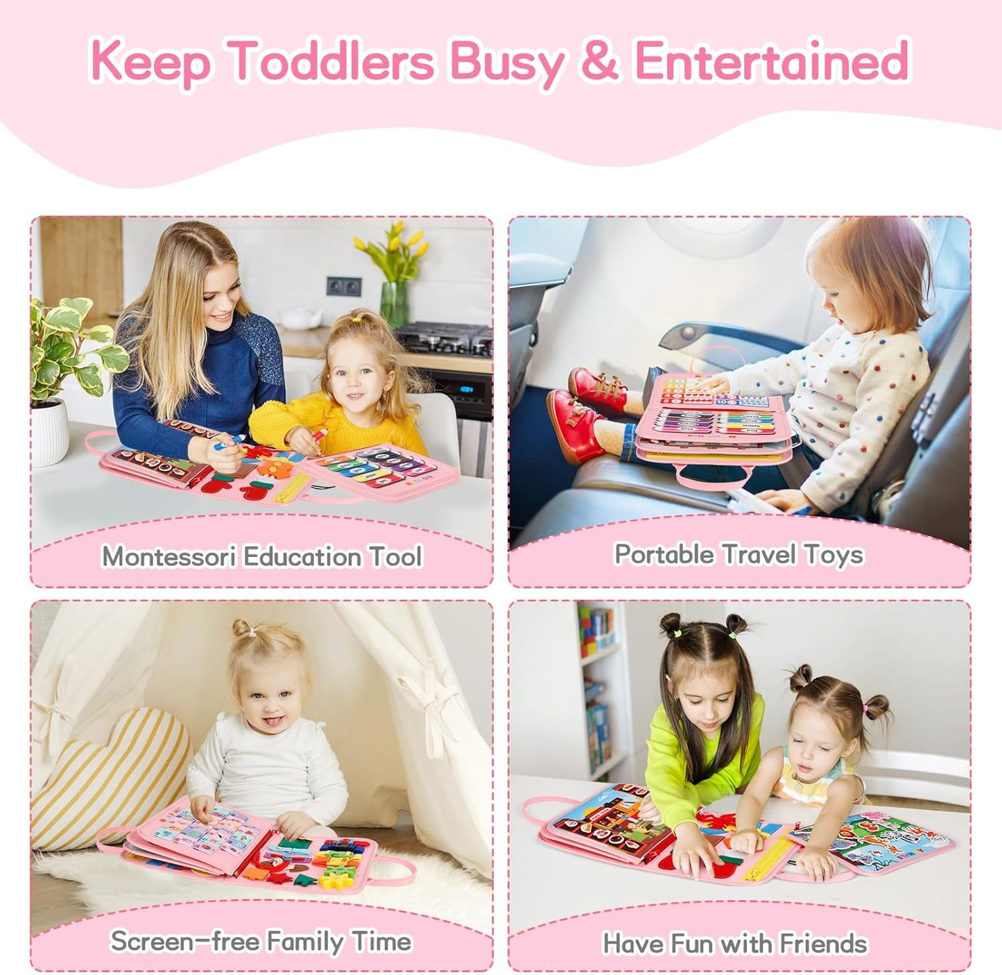 Montessori Busy Board & Quiet Book – Learn & Play On-the-Go