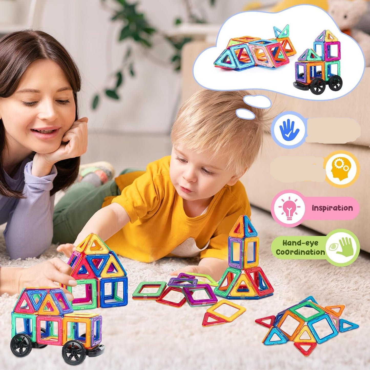 3D Magnetic Construction Kit (105 Pc) - Spark Creativity & Learning!
