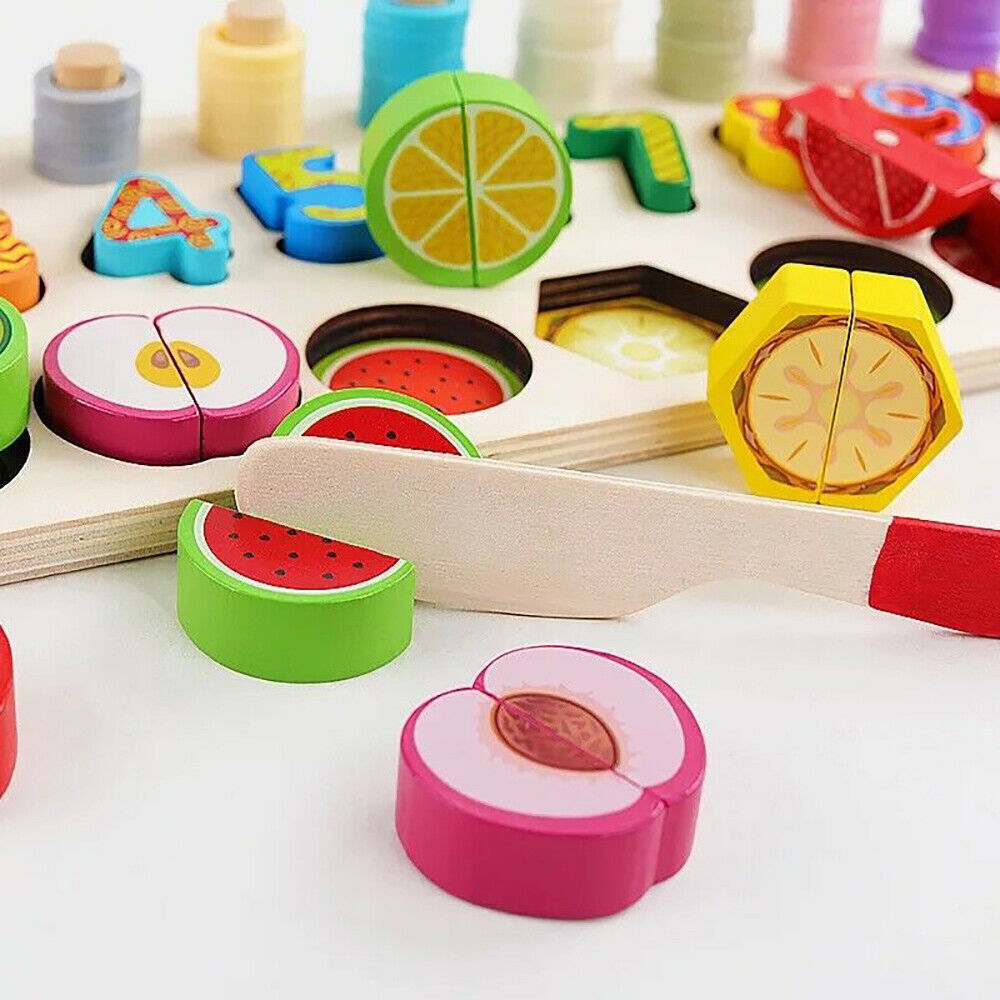 Wooden Counting, Matching & Cutting Set for Early Learners - A Fun Way to Learn & Play!