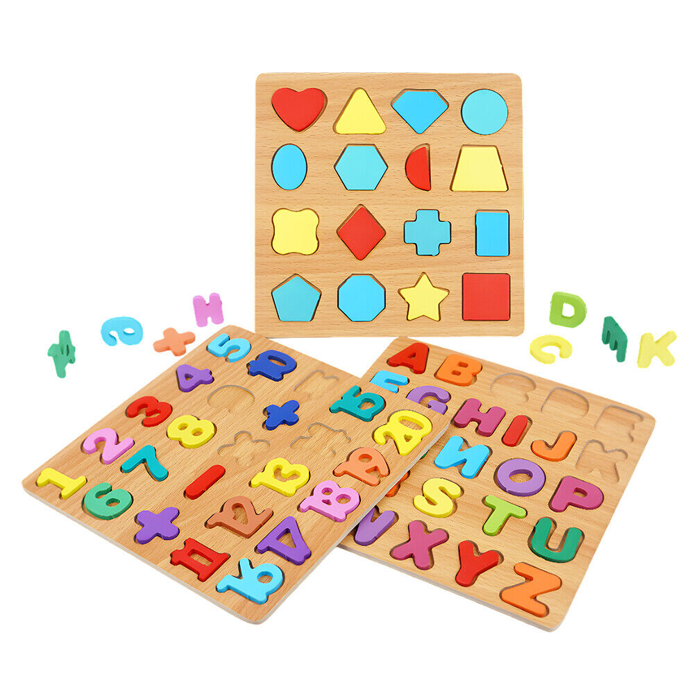 3-in-1 Wooden Educational Puzzle – ABC, Numbers & Shapes - Fun that Educates!