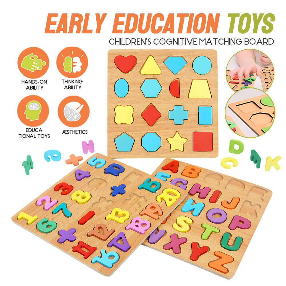 3-in-1 Wooden Educational Puzzle – ABC, Numbers & Shapes - Fun that Educates!