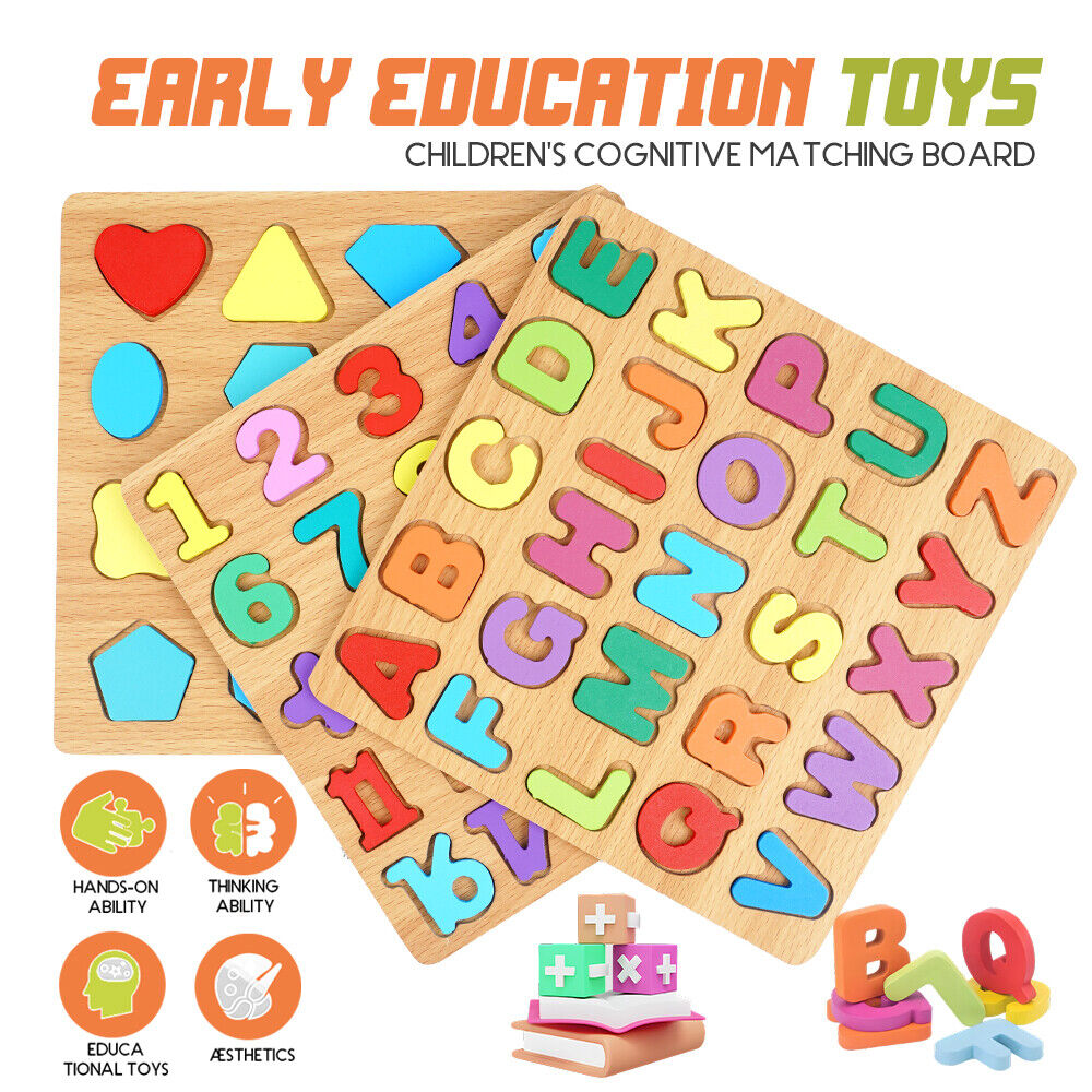 3-in-1 Wooden Educational Puzzle – ABC, Numbers & Shapes - Fun that Educates!