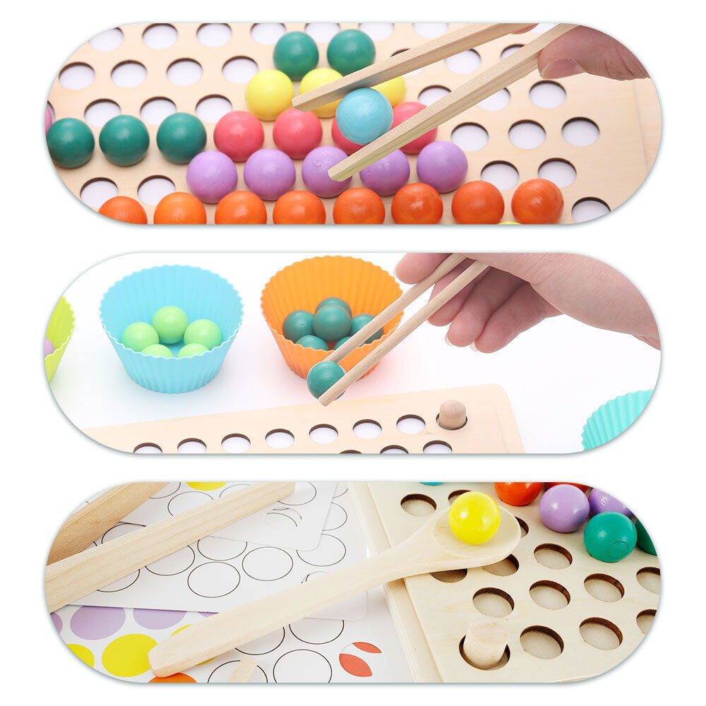 Kids Wooden Beads Game - Hands-On Learning Through Color, Counting & Coordination!