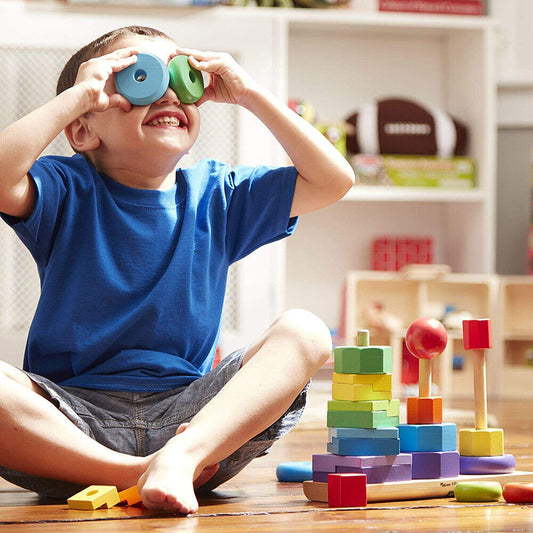 Stack, Sort & Learn with the Wooden Geometric Stacker!