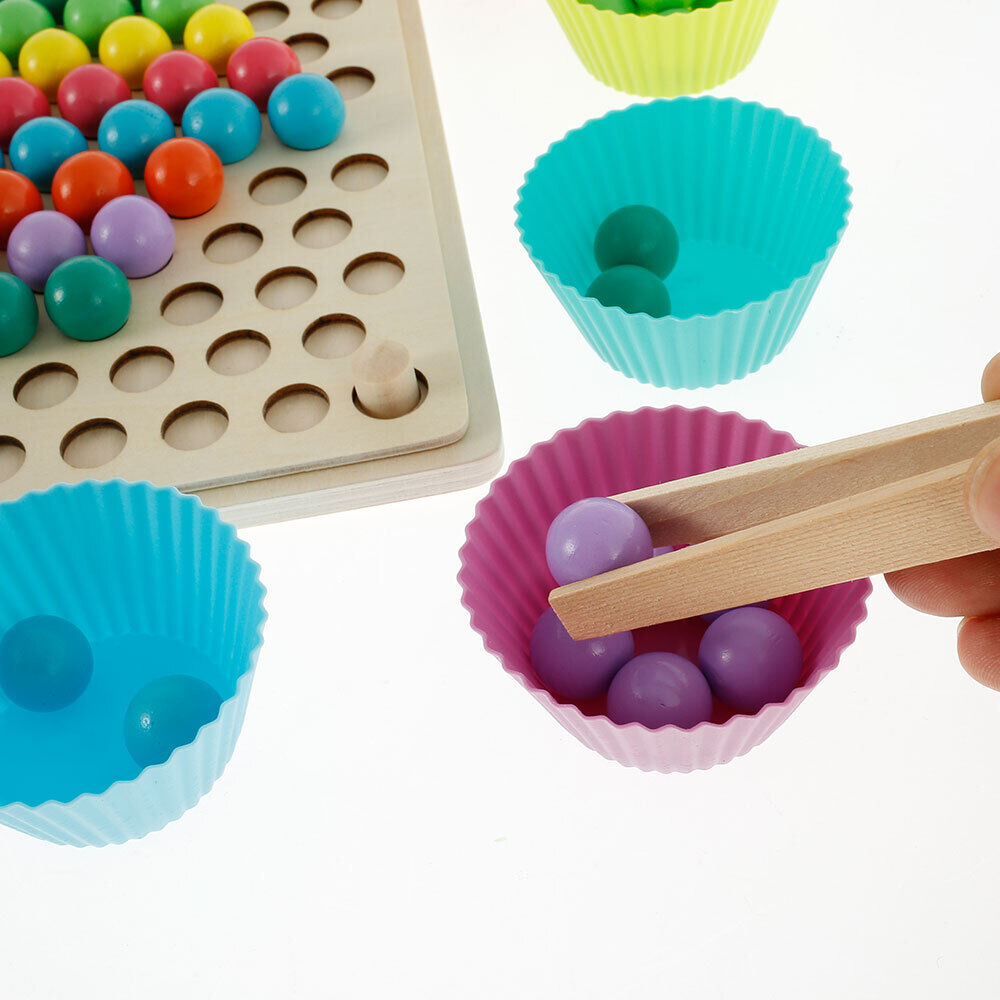 Kids Wooden Beads Game - Hands-On Learning Through Color, Counting & Coordination!