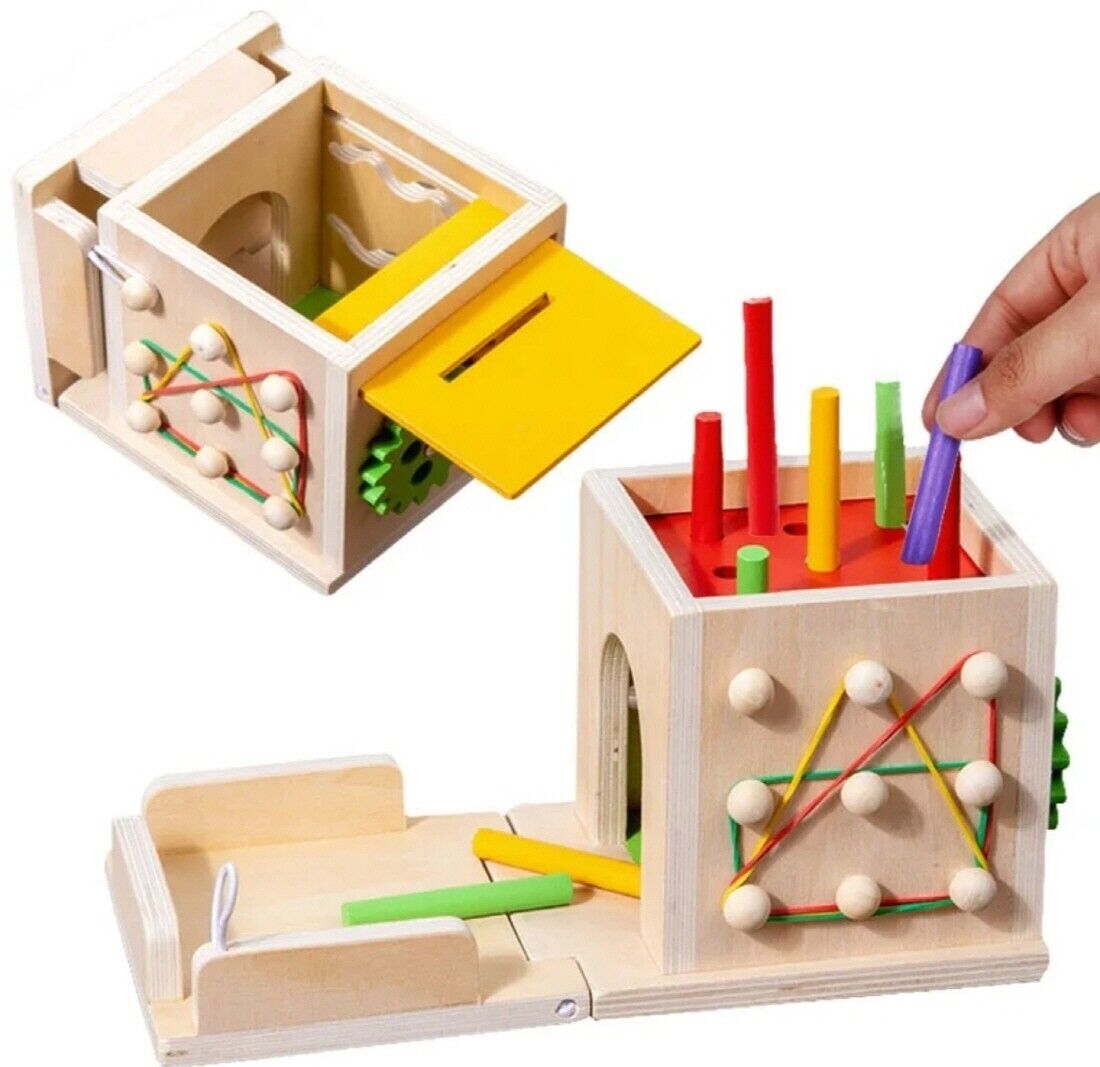 8 In 1 Montessori Wooden Toy Box Shape Sorting Matching for Kids Learning
