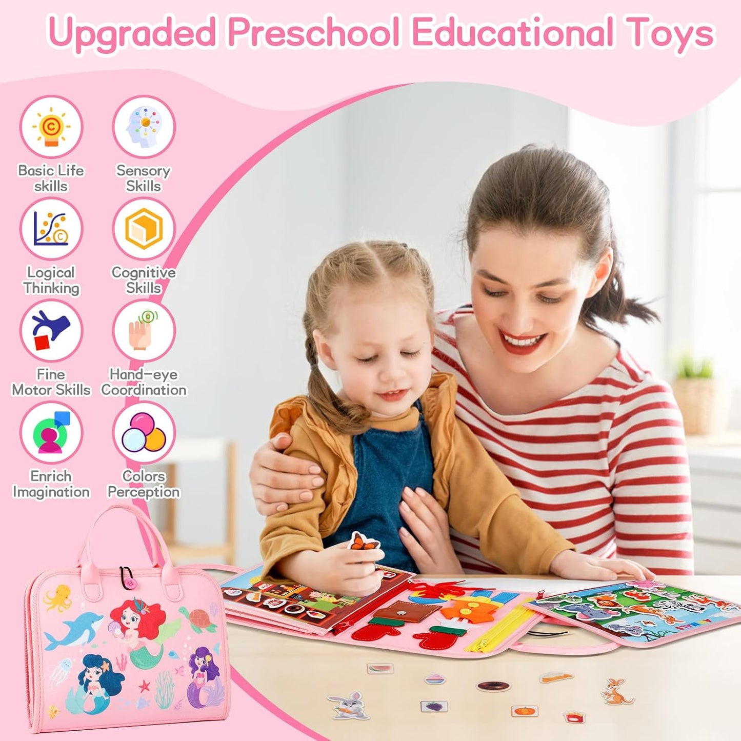 Montessori Busy Board & Quiet Book – Learn & Play On-the-Go