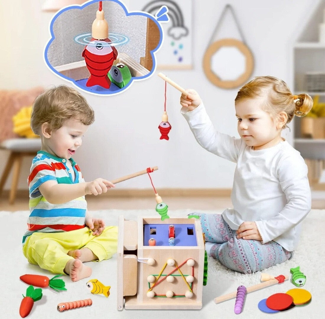 8 In 1 Montessori Wooden Toy Box Shape Sorting Matching for Kids Learning