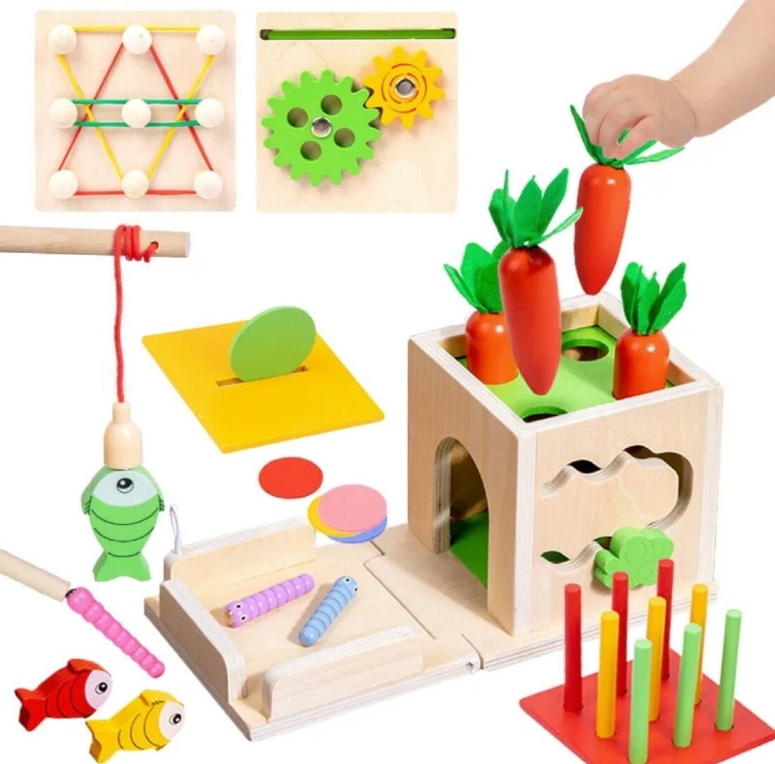 8 In 1 Montessori Wooden Toy Box Shape Sorting Matching for Kids Learning