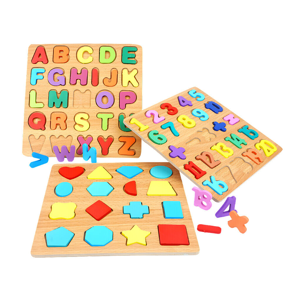 3-in-1 Wooden Educational Puzzle – ABC, Numbers & Shapes - Fun that Educates!