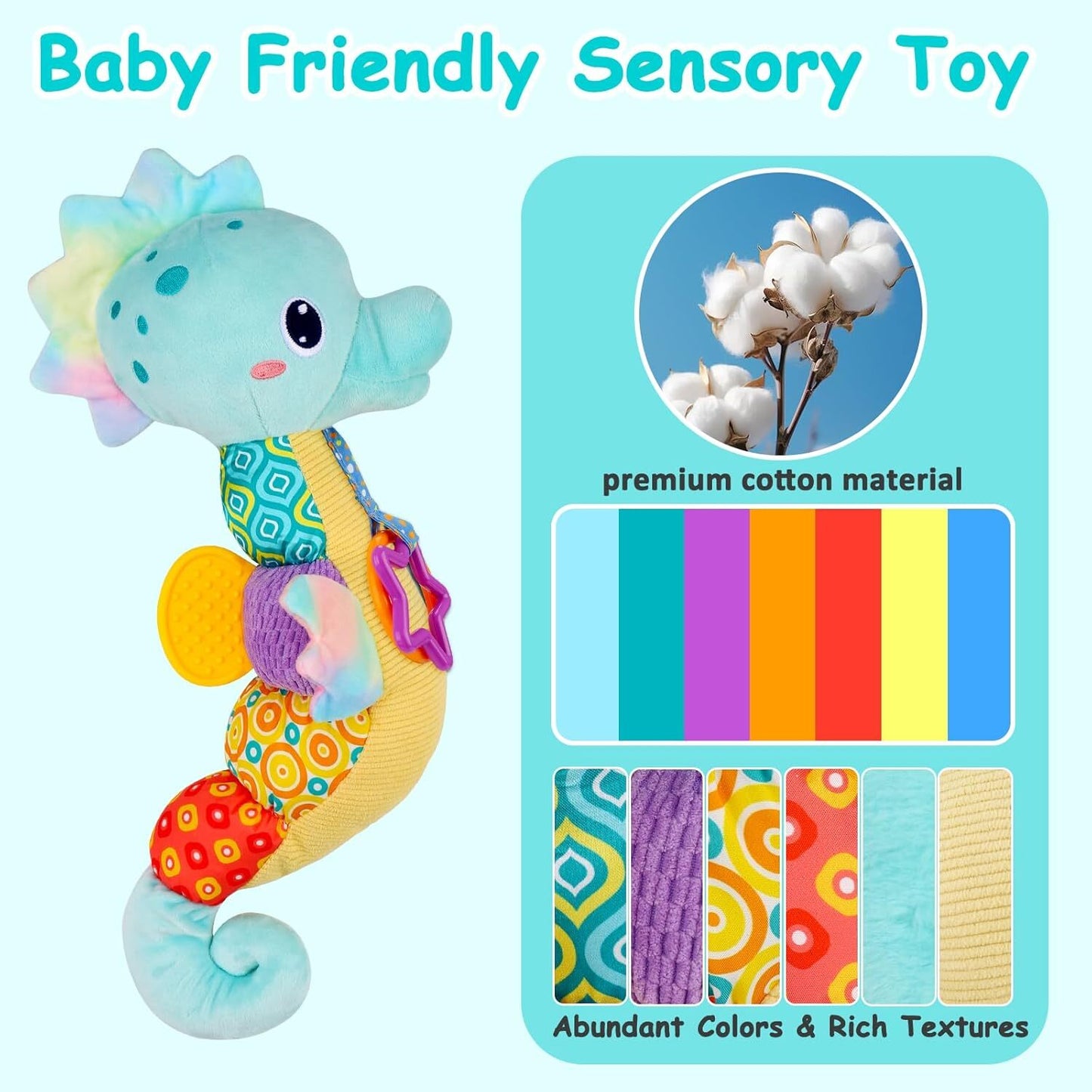 Seahorse Sensory Musical Plush Toy - A Magical Companion for Baby's Sensory Adventure!