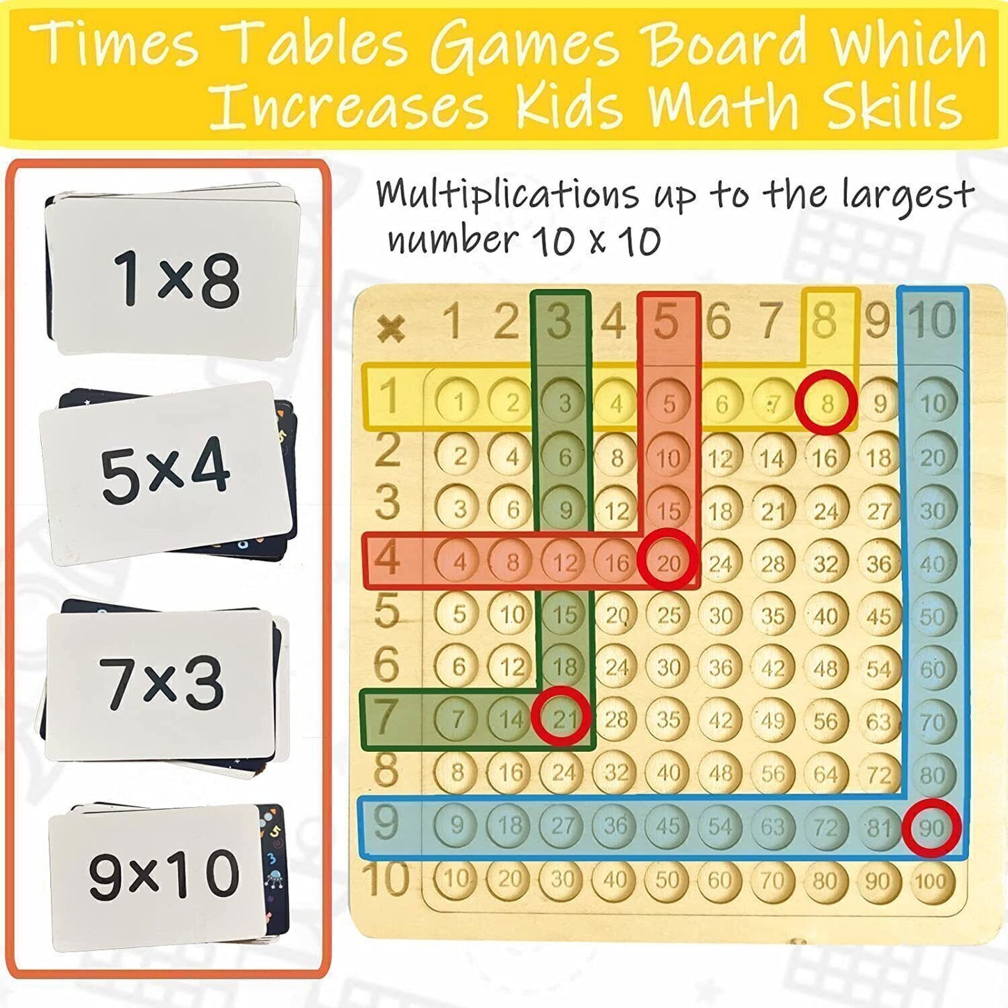 Wooden Multiplication Learning Board - Fun & Interactive Learning for the Little Mathematician