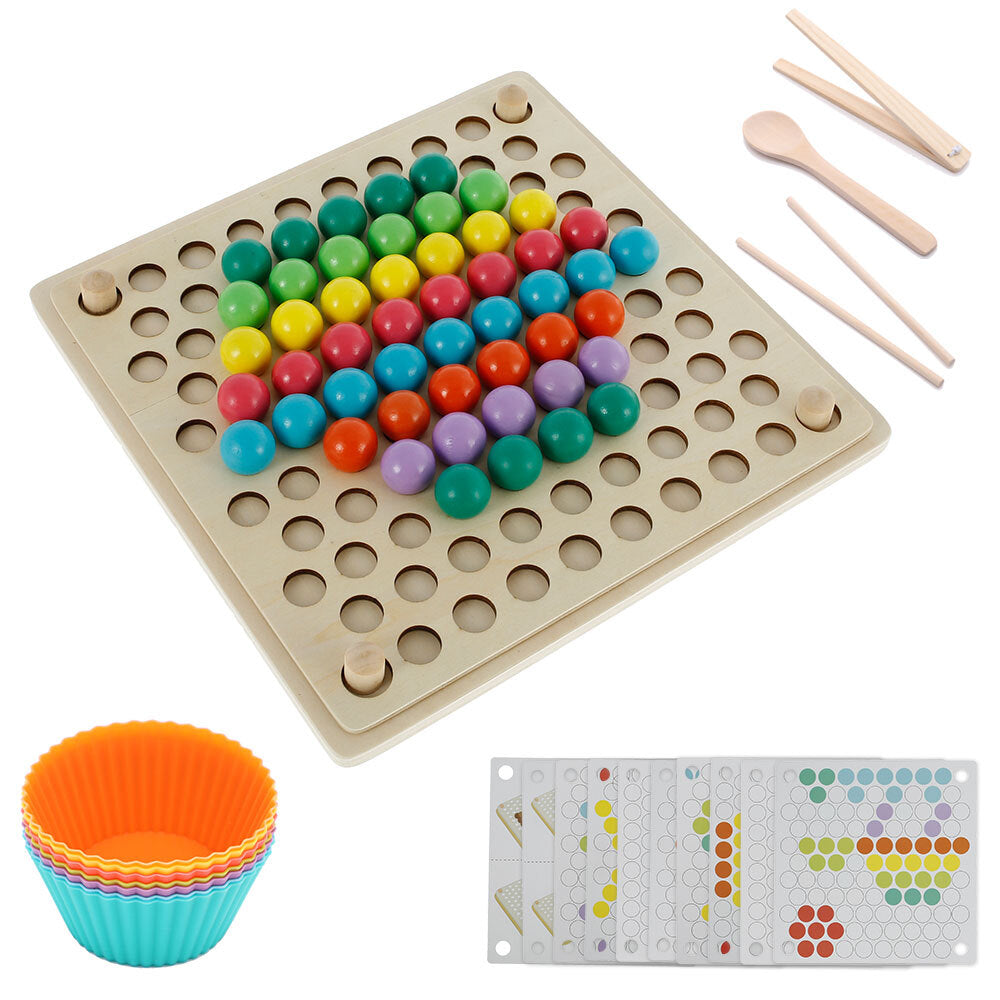 Kids Wooden Beads Game - Hands-On Learning Through Color, Counting & Coordination!