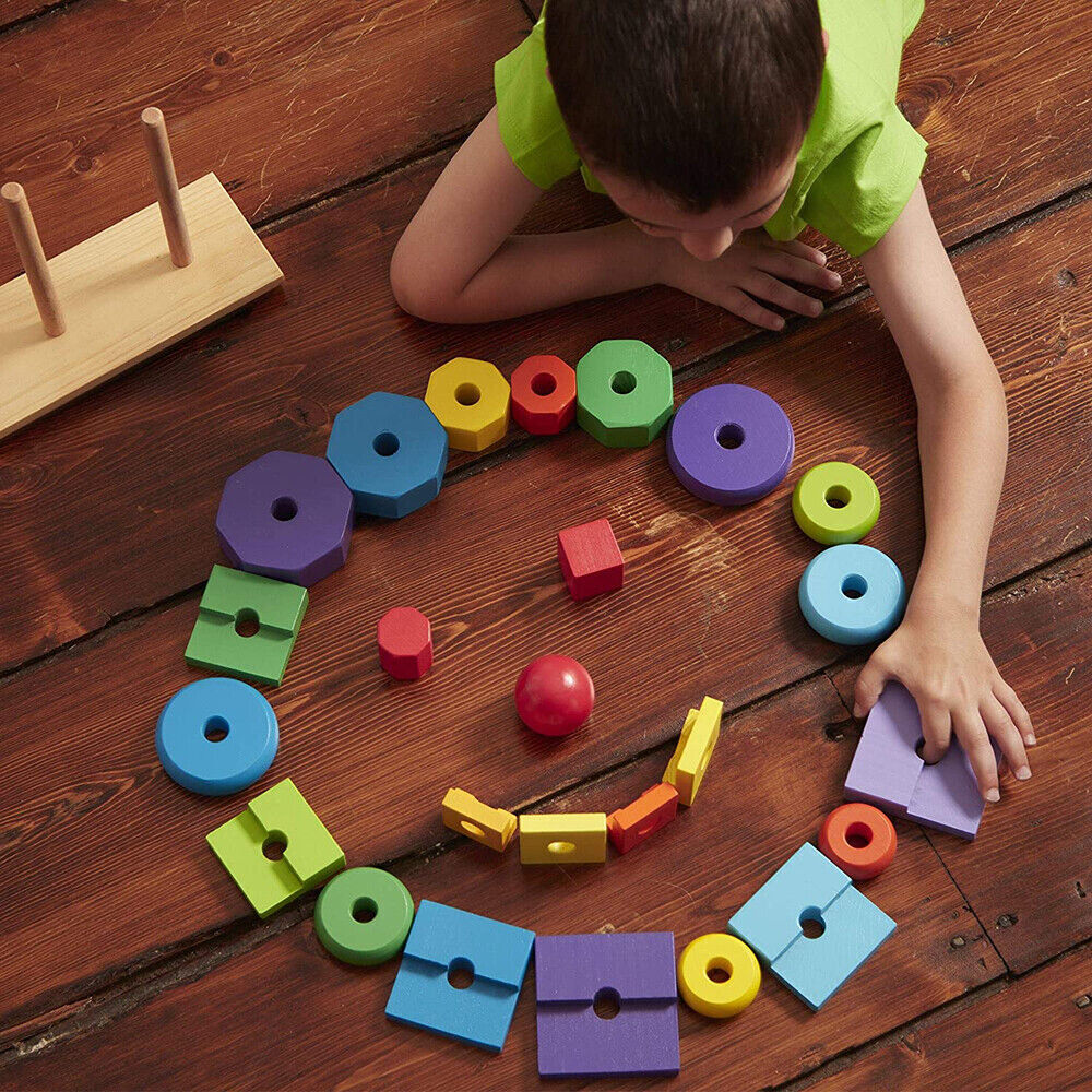 Stack, Sort & Learn with the Wooden Geometric Stacker!