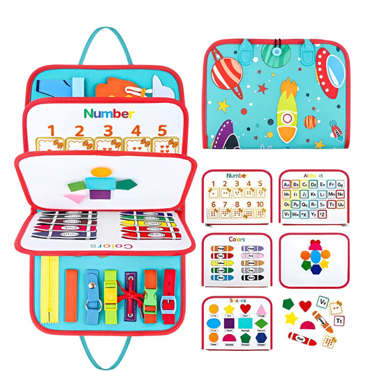 Montessori Busy Board & Quiet Book – Learn & Play On-the-Go