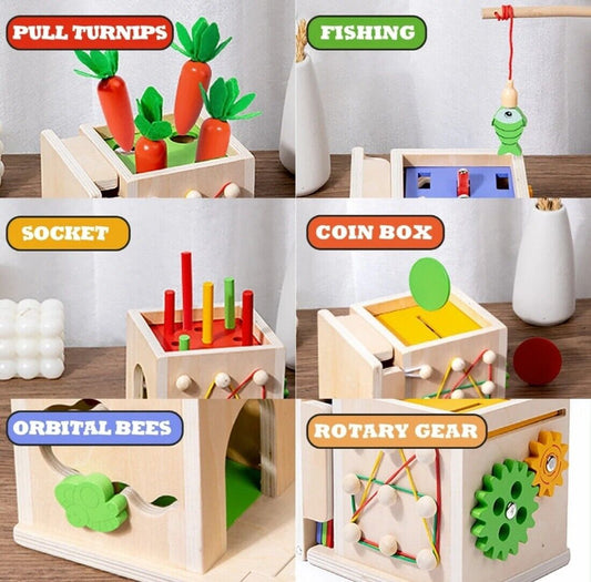 8 In 1 Montessori Wooden Toy Box Shape Sorting Matching for Kids Learning