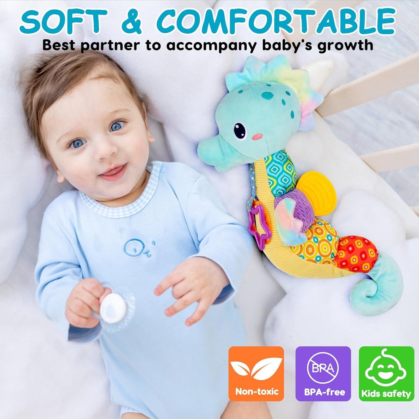 Seahorse Sensory Musical Plush Toy - A Magical Companion for Baby's Sensory Adventure!
