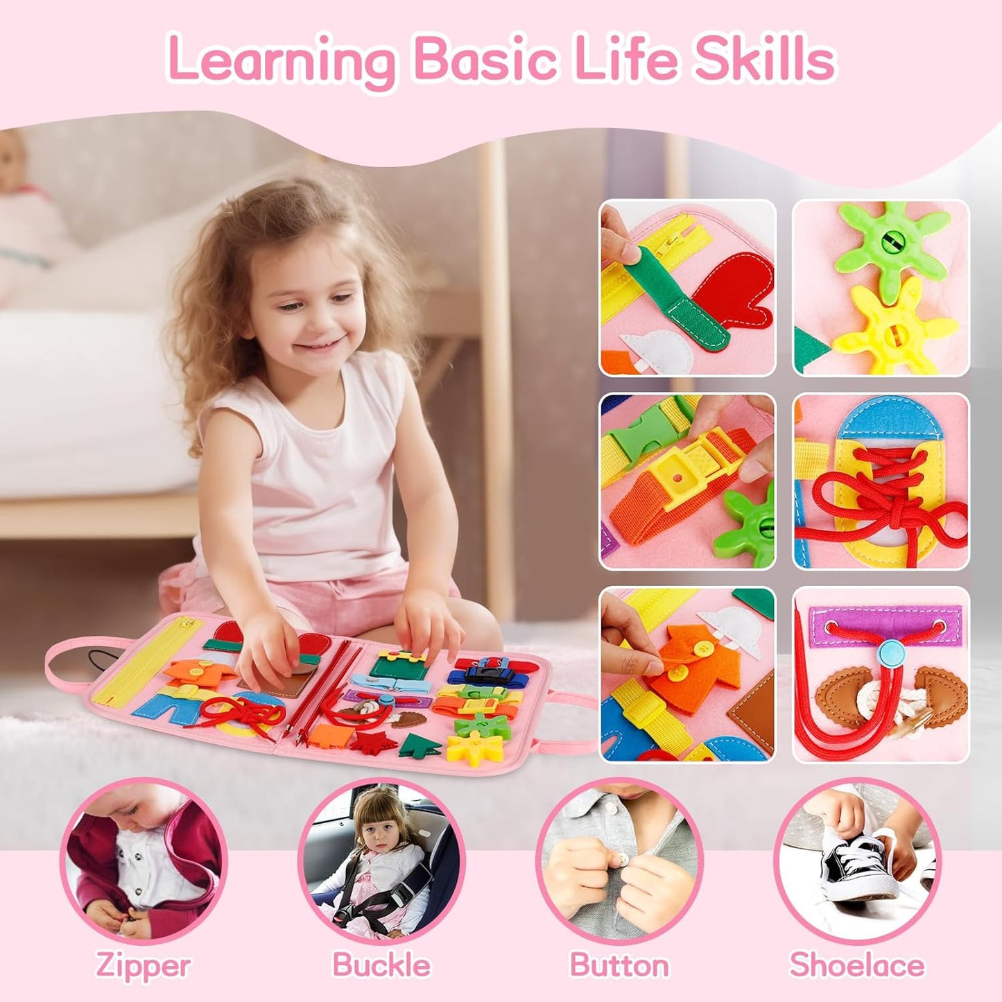 Montessori Busy Board & Quiet Book – Learn & Play On-the-Go