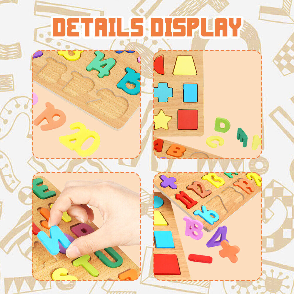 3-in-1 Wooden Educational Puzzle – ABC, Numbers & Shapes - Fun that Educates!