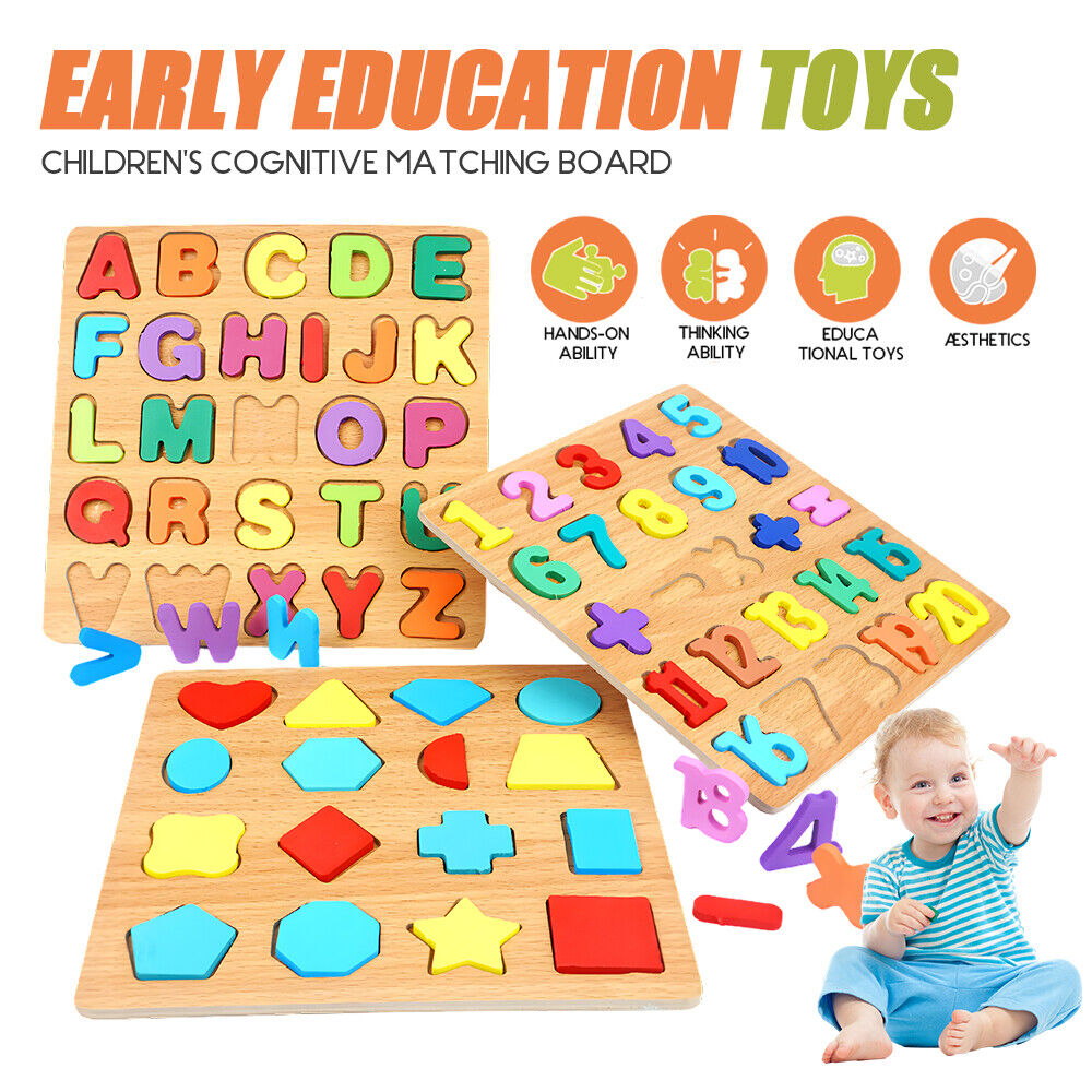 3-in-1 Wooden Educational Puzzle – ABC, Numbers & Shapes - Fun that Educates!