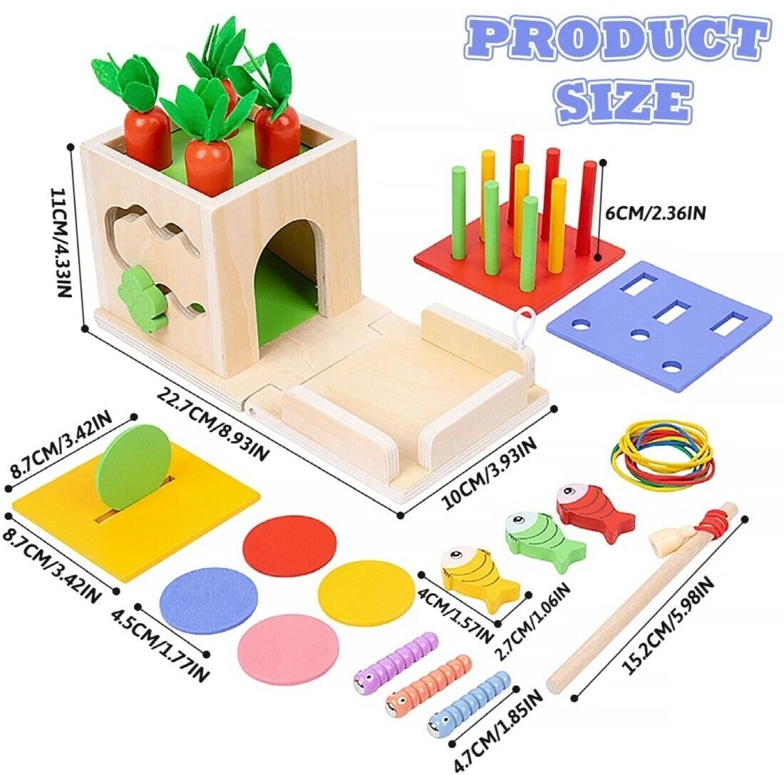 8 In 1 Montessori Wooden Toy Box Shape Sorting Matching for Kids Learning