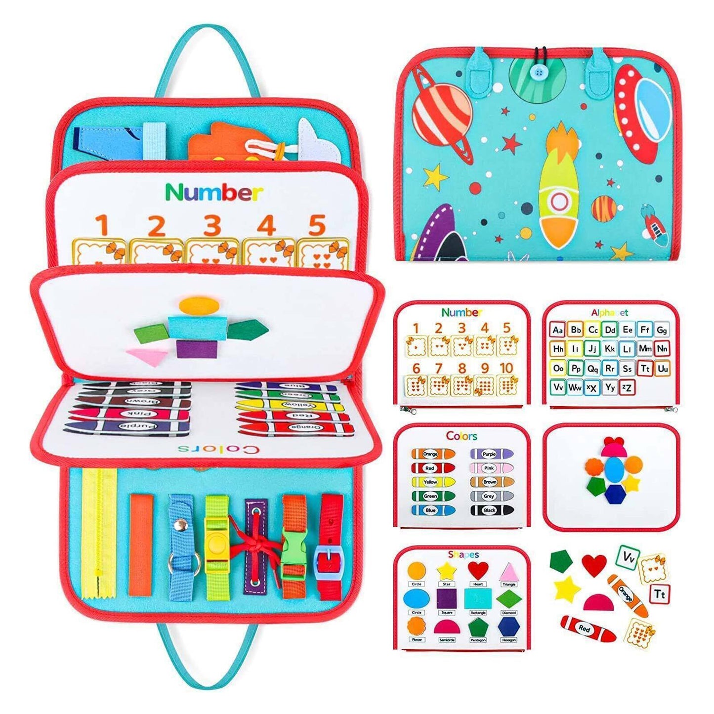 Montessori Busy Board & Quiet Book – Learn & Play On-the-Go