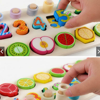 Wooden Counting, Matching & Cutting Set for Early Learners - A Fun Way to Learn & Play!