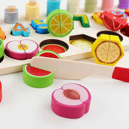 Wooden Counting, Matching & Cutting Set for Early Learners - A Fun Way to Learn & Play!