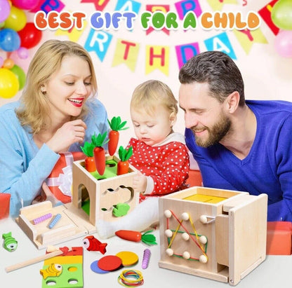 8 In 1 Montessori Wooden Toy Box Shape Sorting Matching for Kids Learning