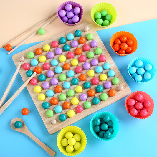 Kids Wooden Beads Game - Hands-On Learning Through Color, Counting & Coordination!