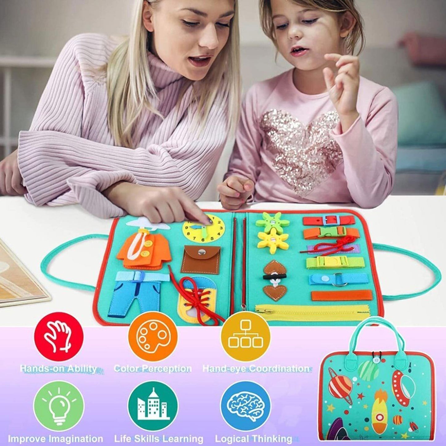 Montessori Busy Board & Quiet Book – Learn & Play On-the-Go